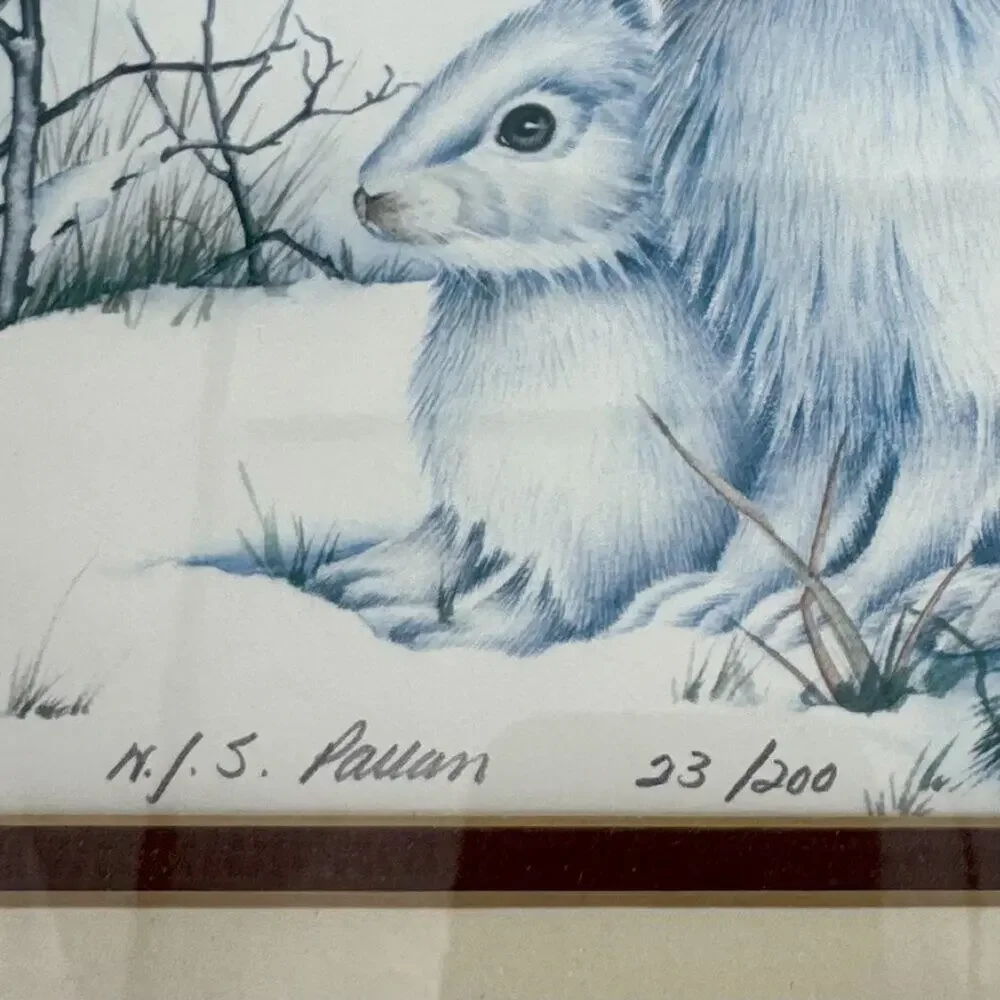 Nancy Shumaker Pallan Pair of Bunnies Limited Edition Signed Lithograph Framed